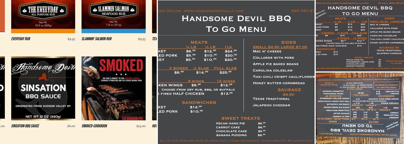 Handsome Devil BBQ Menu