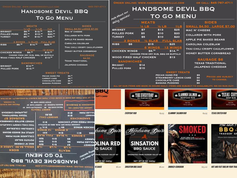 Handsome Devil BBQ Menu