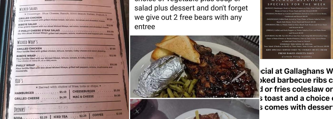 Gallaghan's Wicked Kitchen Menu