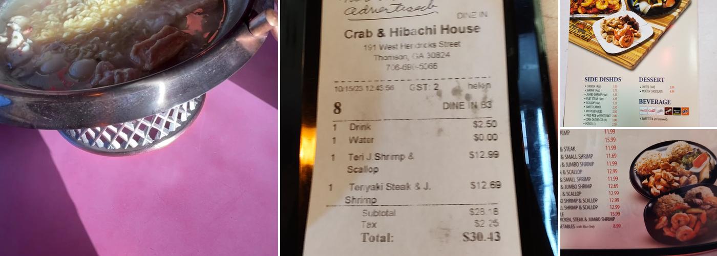 Crab & Hibachi House Menu