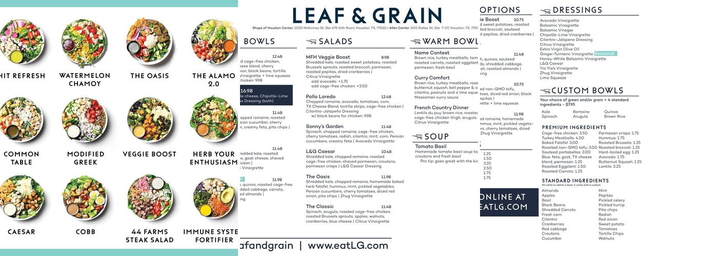 Leaf & Grain Menu