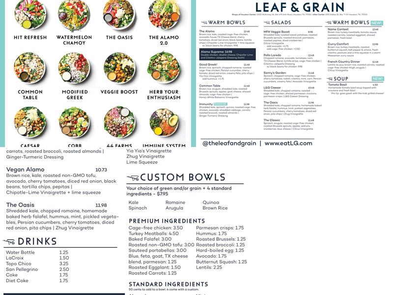 Leaf & Grain Menu