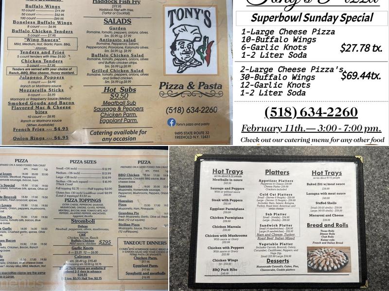 Tony's Pizza and Pasta Menu
