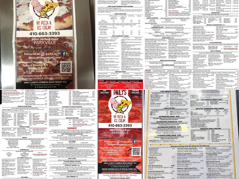 Pauly's NY Pizza & Ice Cream Menu