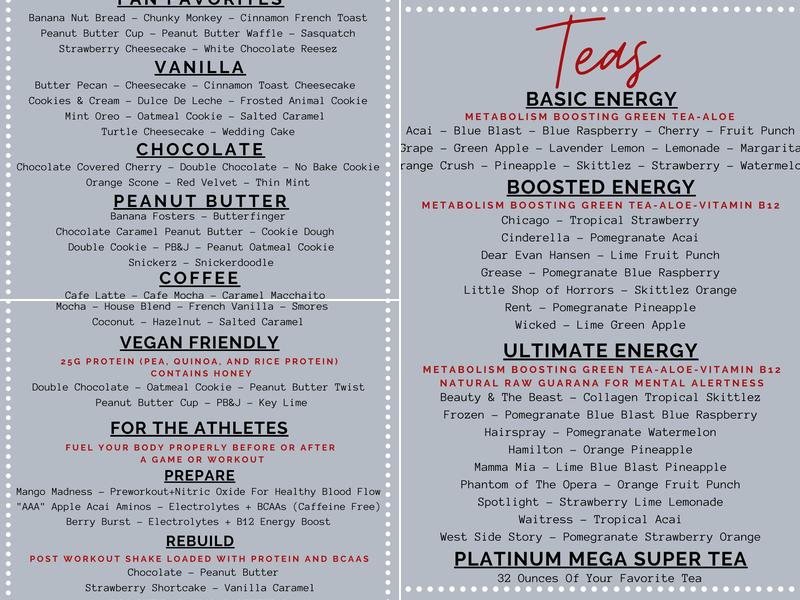 Spotlight nutrition Menu