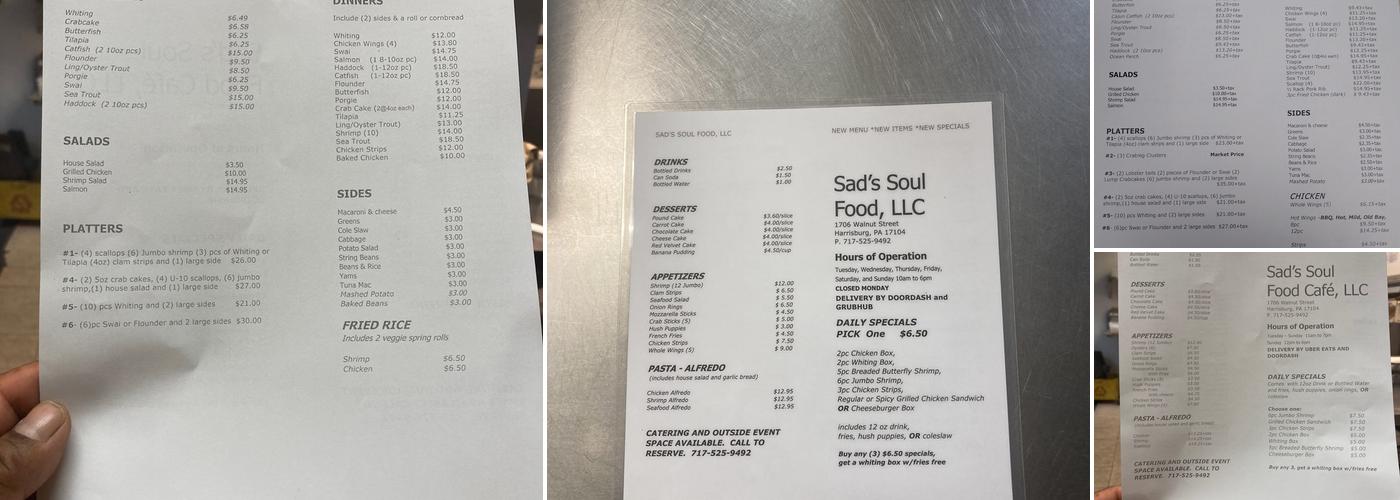 King Assad's Seafood Palace Menu