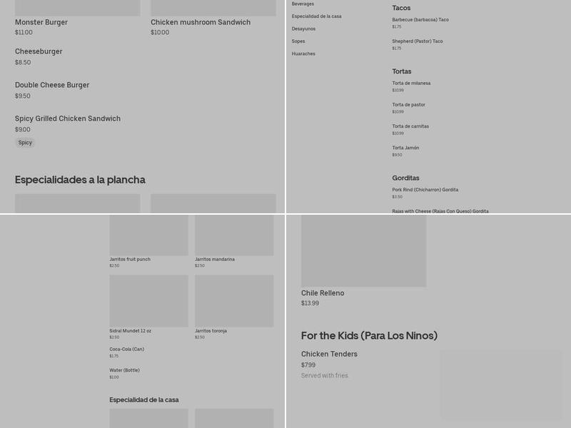 Rincón Potosino Menu