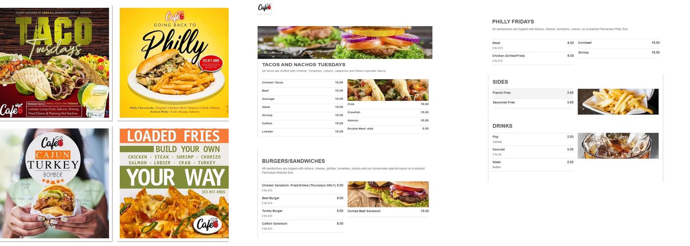 Cafe 6 Menu