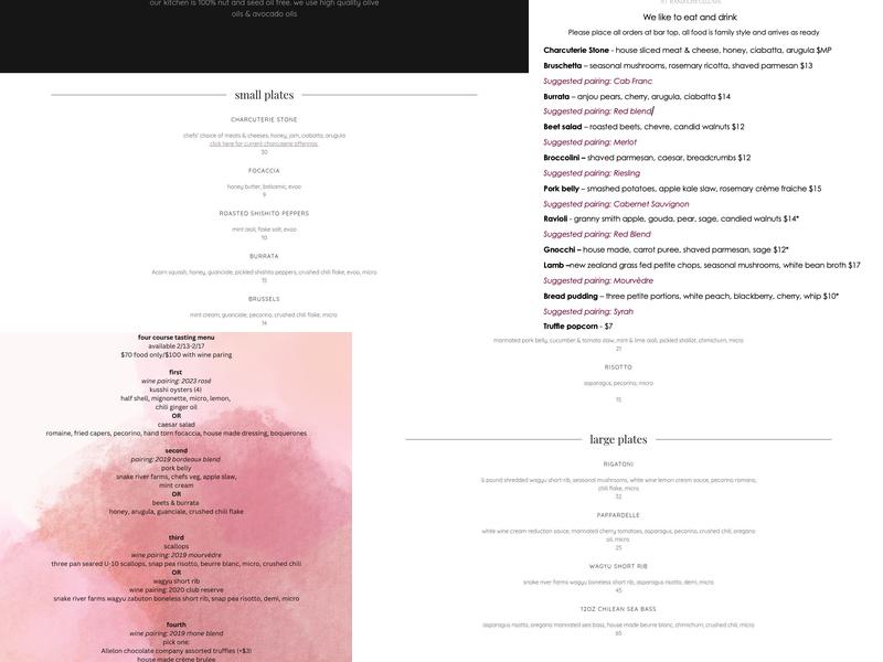 Pace Kitchen Menu