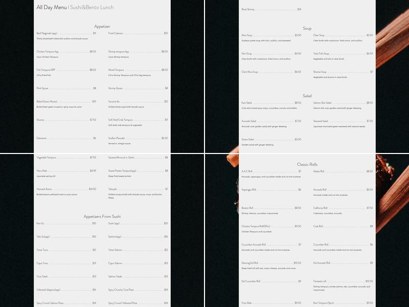 Style Sushi/Yasuo Ramen&Sushi Menu