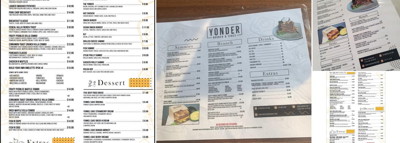 Yonder Brunch & Vibes Menu