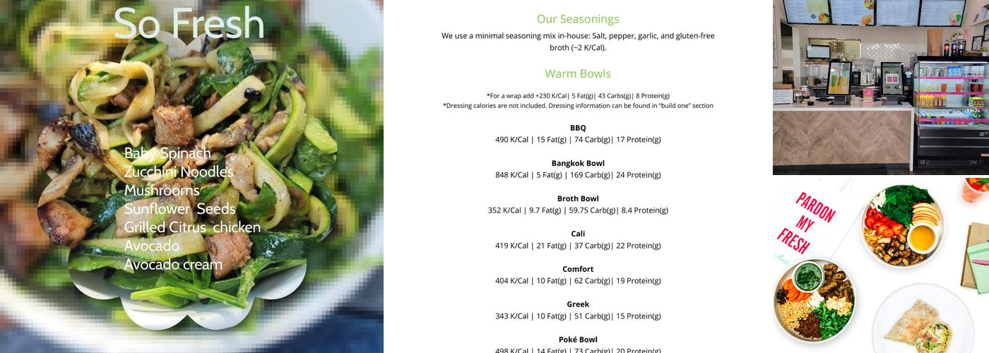 SoFresh Menu