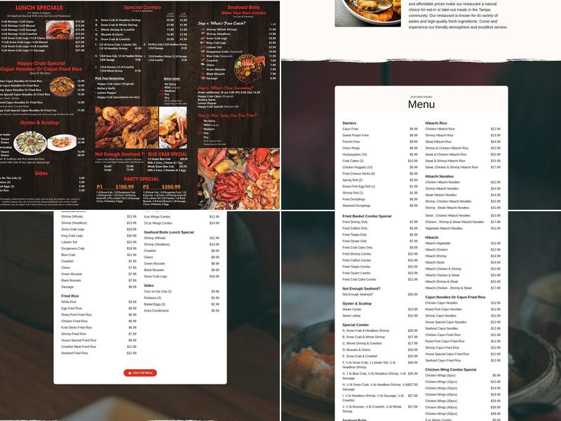 Happy Crab Menu