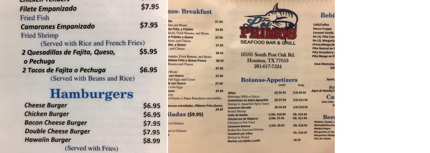 Primos Menu