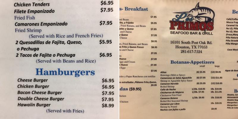 Primos Menu