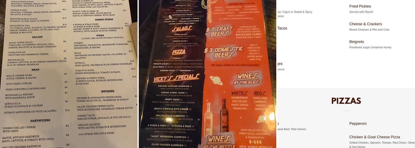 Cosmic Cowboy Lounge Menu