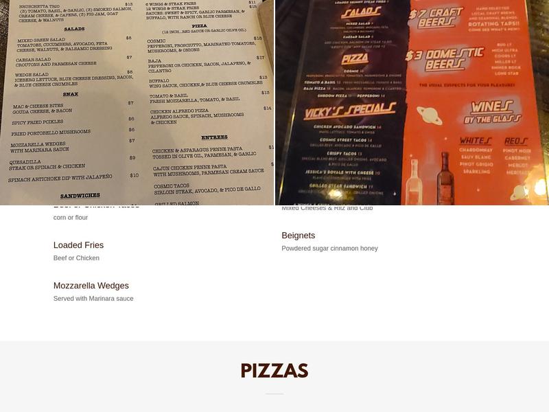 Cosmic Cowboy Lounge Menu