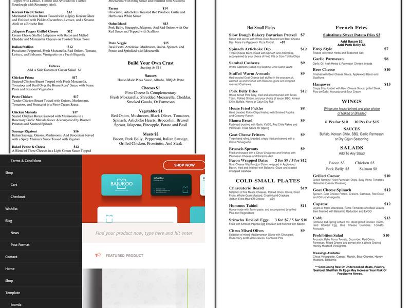 Spring Pizza Menu