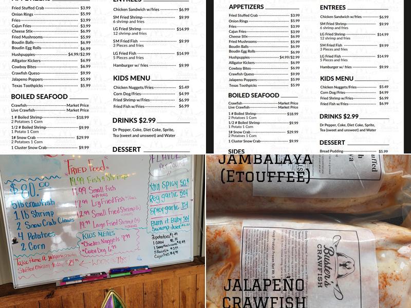 Busters crawfish Menu