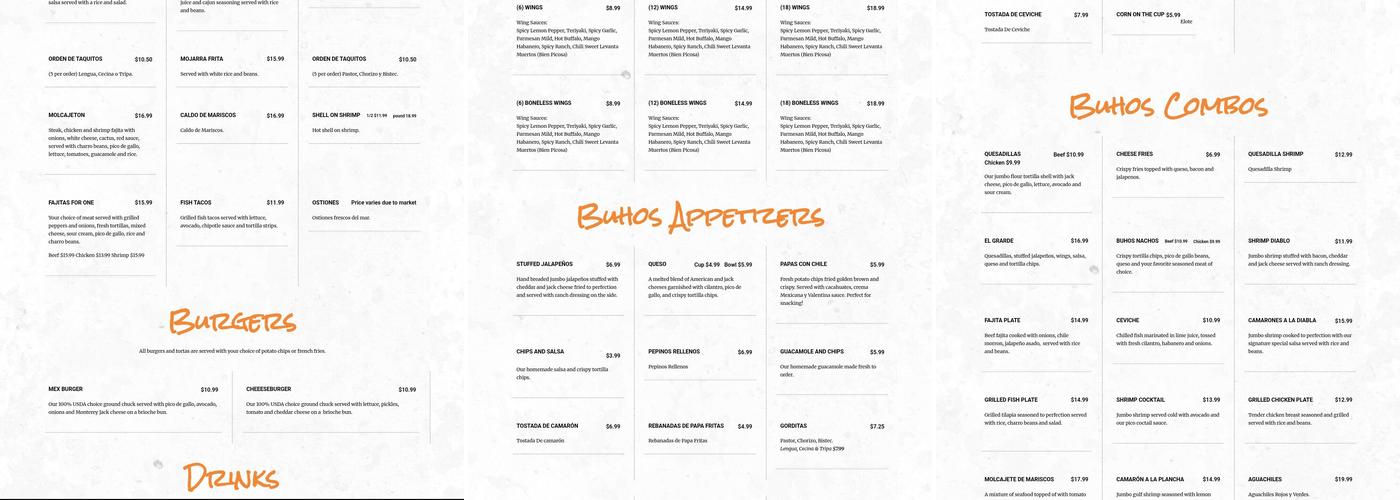 Los Buhos Menu