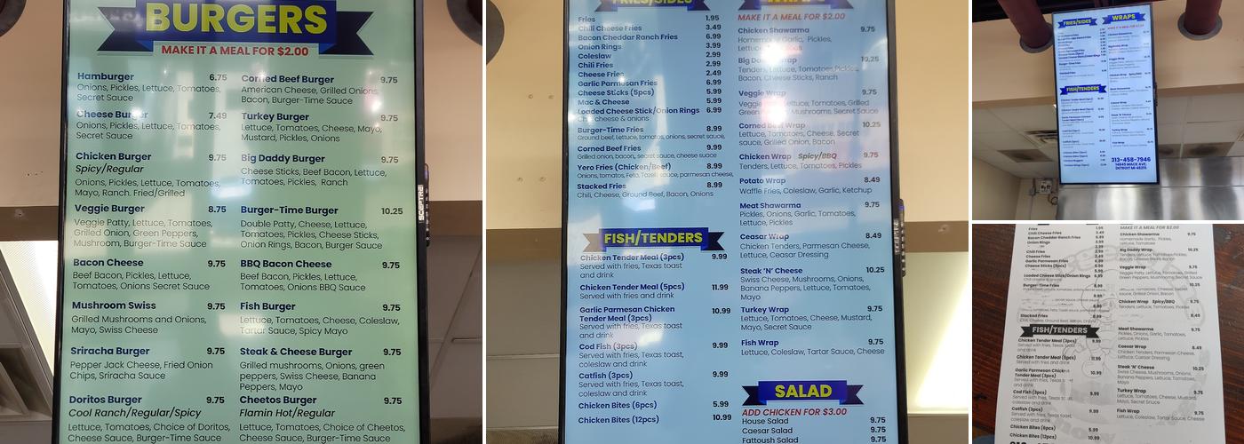 Burger Time Menu
