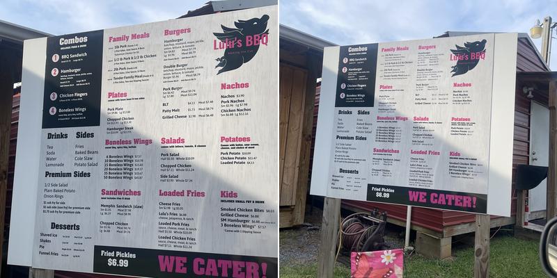 Lulu's BBQ Menu