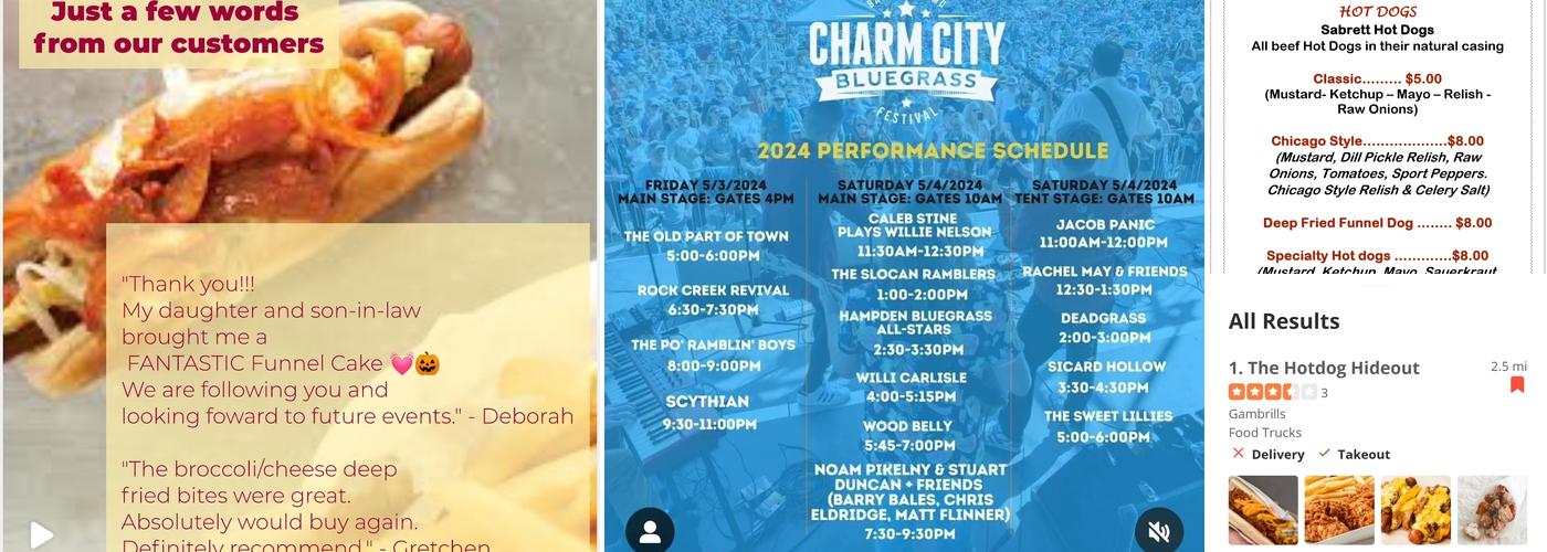 The Hotdog Hideout Menu