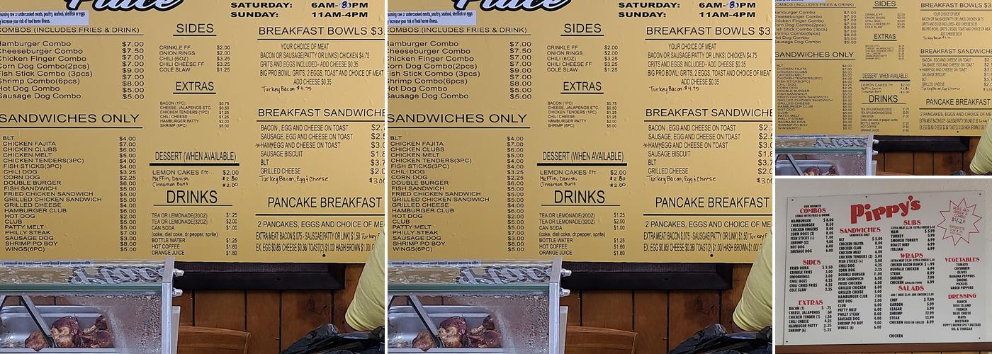 Pippys Menu
