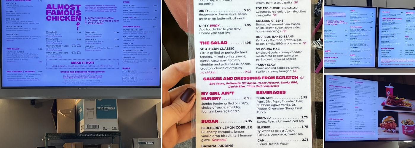 LoveBird Almost Famous Chicken Menu