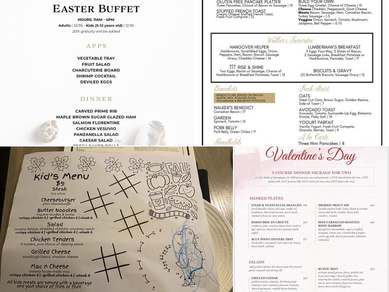 Walker's An American Brasserie Menu