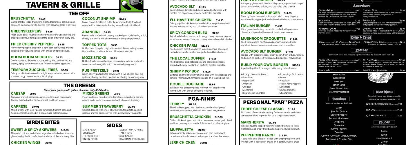 Tin Cup Tavern & Grille Menu