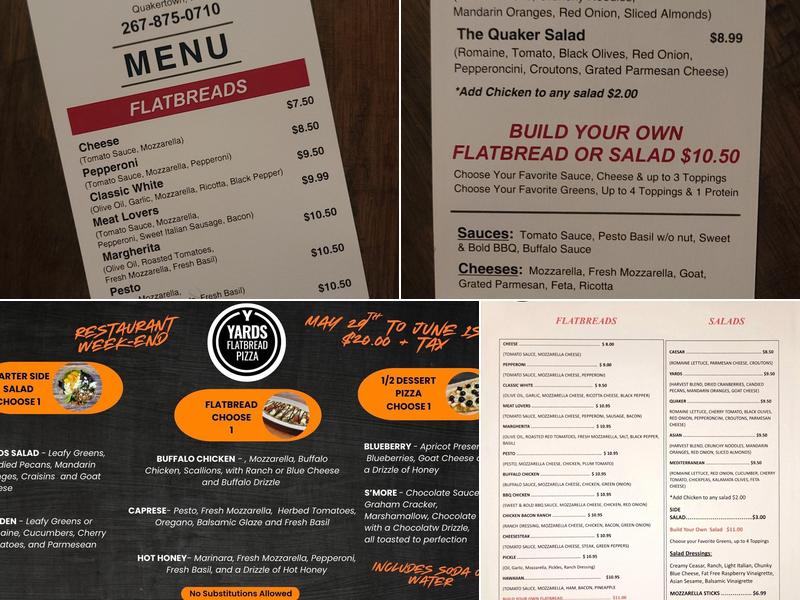 Yards Flatbread Pizza Menu