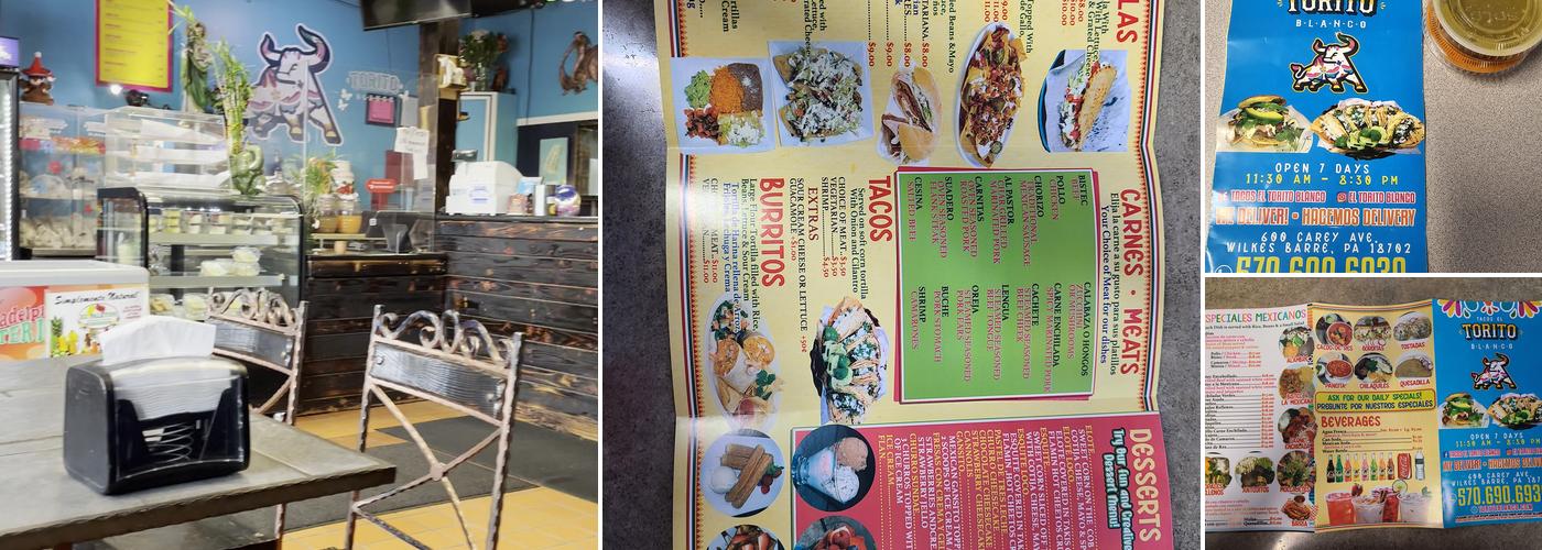 Tacos El Torito Blanco Menu