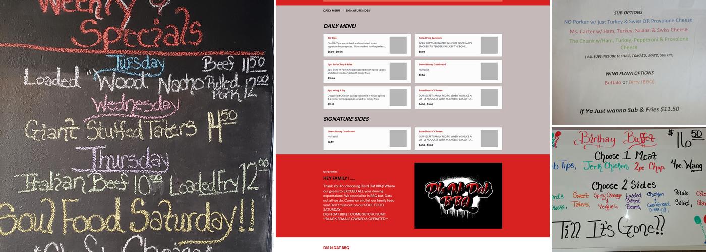 Dis N Dat BBQ Menu