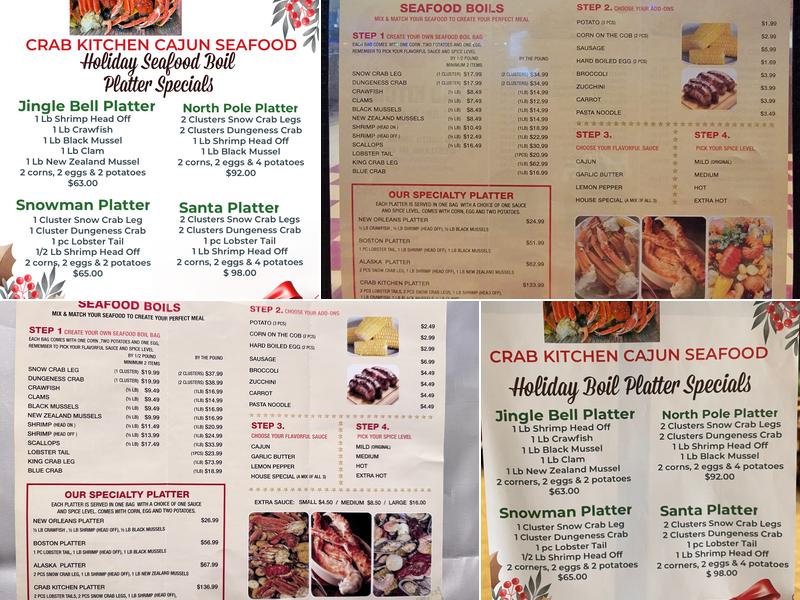 Crab Kitchen Cajun Seafood Menu
