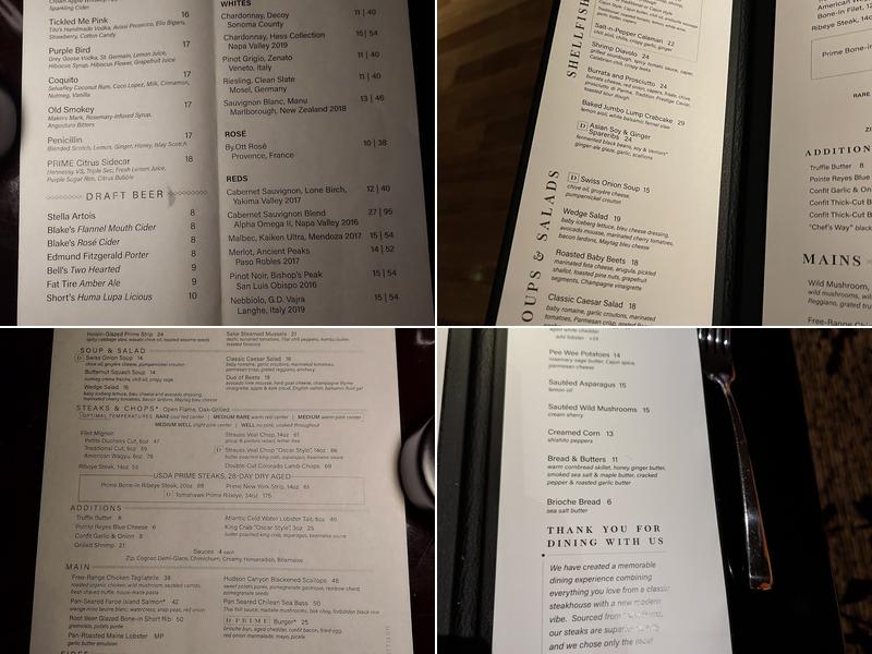 D.PRIME Steakhouse Menu