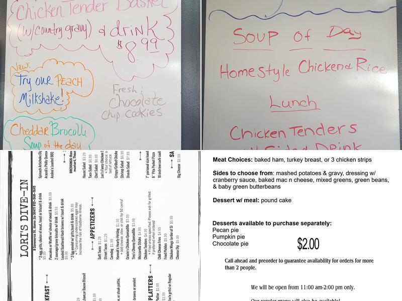 Lori's Dive In Menu
