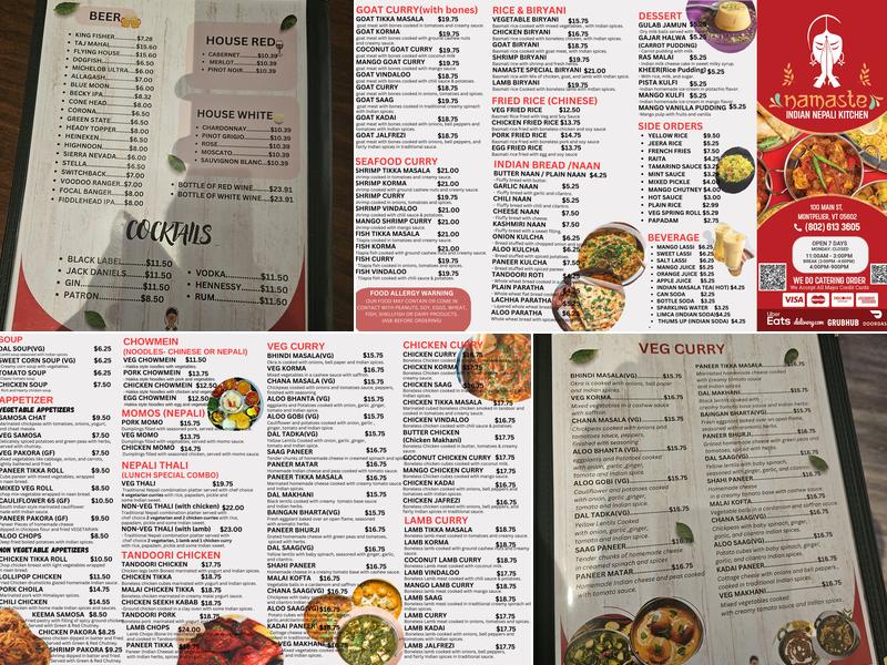 Namaste Indian Nepali Kitchen LLp Menu