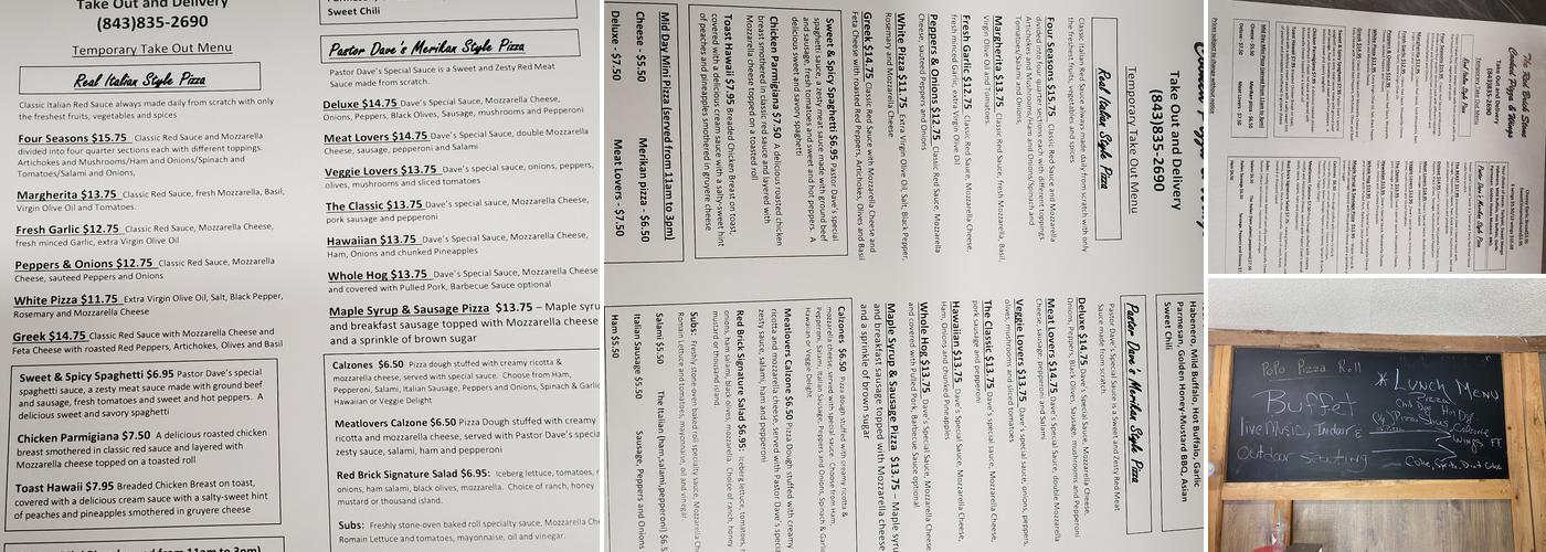 The red brick pizza and wings Menu