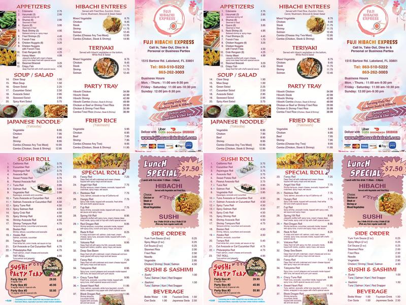 Fuji Hibachi Express Menu