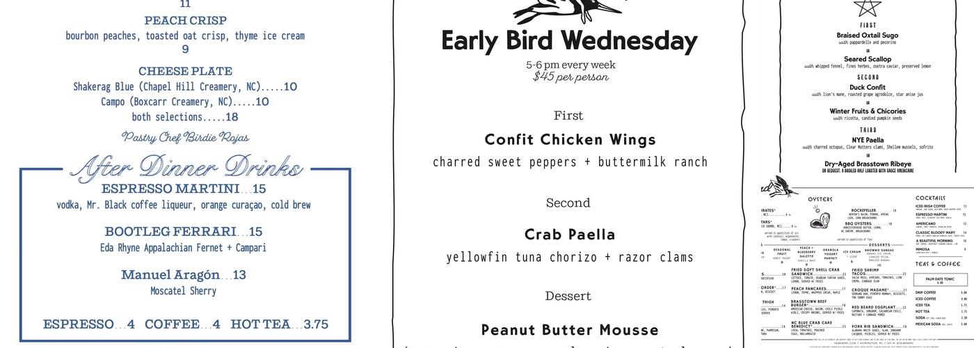 Seabird Menu
