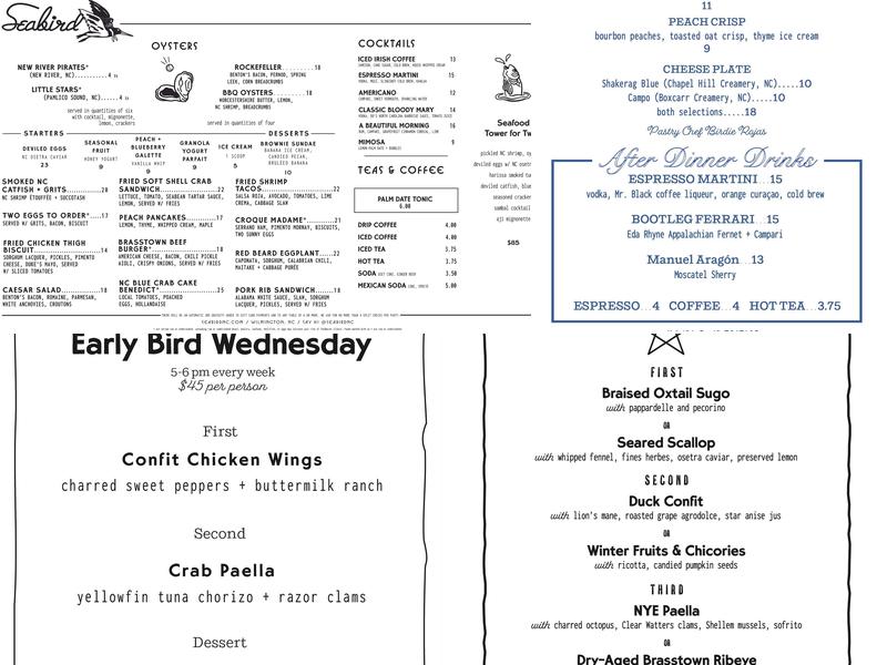 Seabird Menu