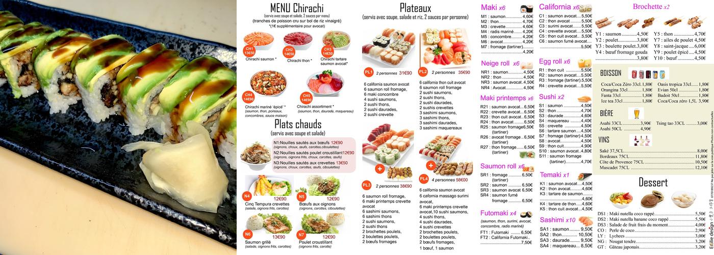 XIN SUSHI Menu