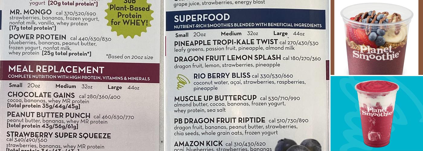 Planet Smoothie Menu