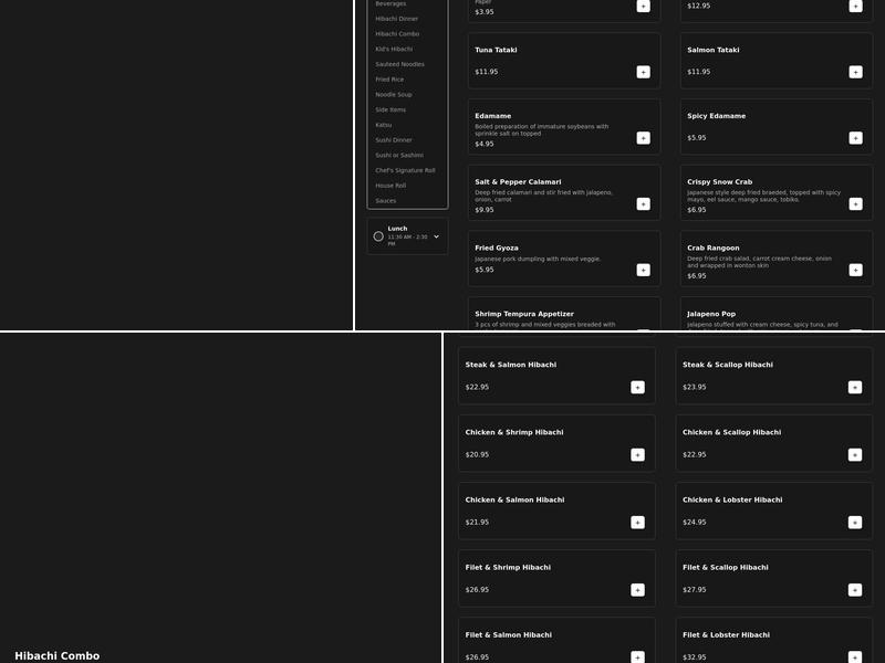 Okinawa Steak & Sushi East Ellijay Menu