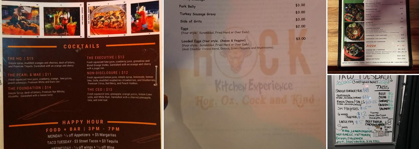 HEADQUARTERS BAR featuring HOCK Kitchen Experience Menu