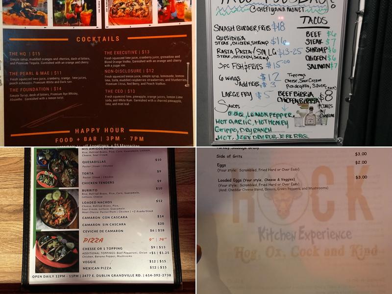 HEADQUARTERS BAR featuring HOCK Kitchen Experience Menu