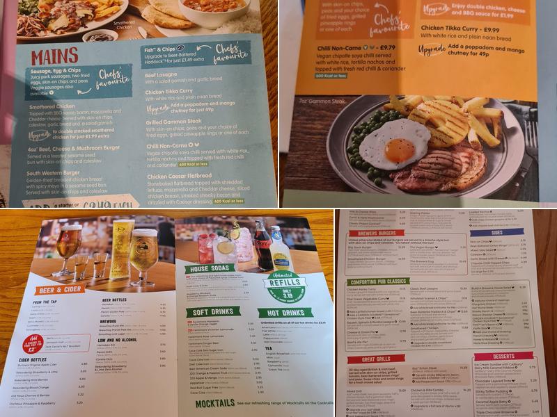 Bicester Brewers Fayre Menu