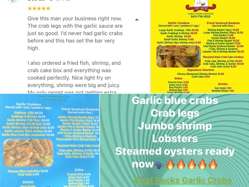 Chef Racks Garlic Crabs Menu