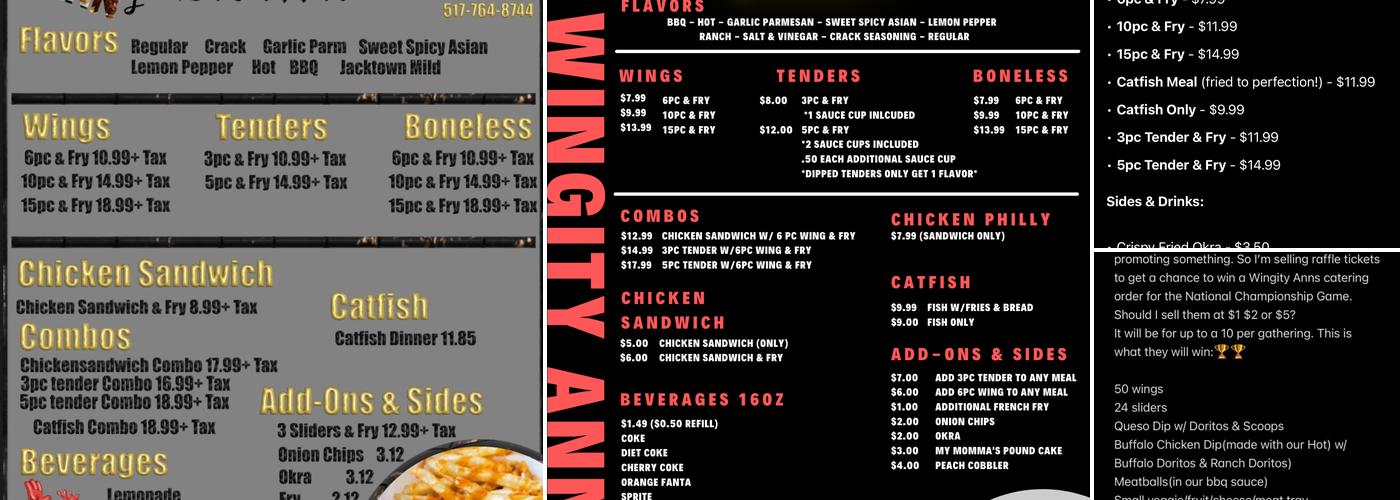 Wingity Ann's Menu